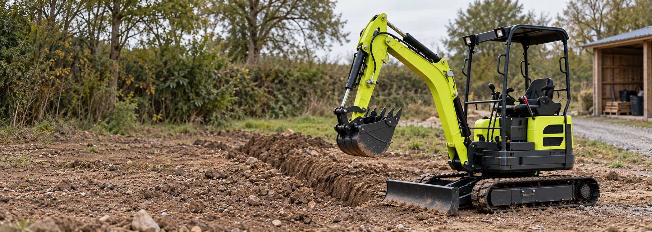 AY18 mini excavator at an outdoor work site